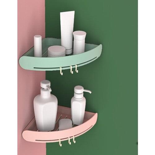 Household Bathroom Wall-mounted Storage Rack Kitchen Punch-free Self-adhesive Spice Jar Shelf Wall Corner Toiletries Organizer