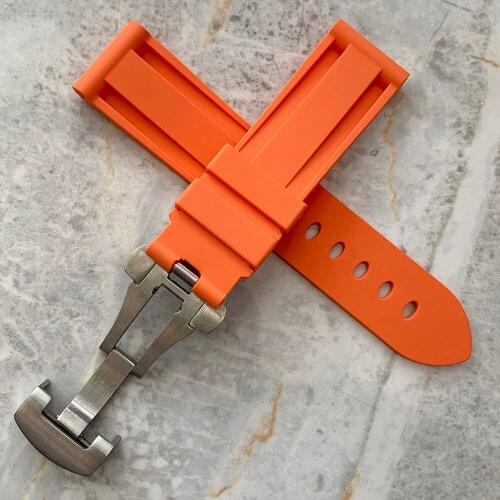 Watch Bracelet For PAM 368 389 111 351 441 Rubber 22 24mm Watch Strap Watch Accessories Silicone Folding buckle Watch Band