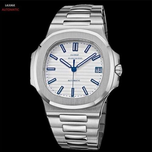 LGXIGE brand automatic winding mechanical watch mens luxury mens watch sapphire stainless steel watch