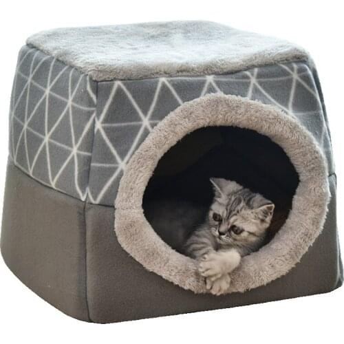Cat bed house soft plush small dog cat nest winter warm sleep pet cat and dog bed 2 removable and washable 2-in-1 cat house 0206