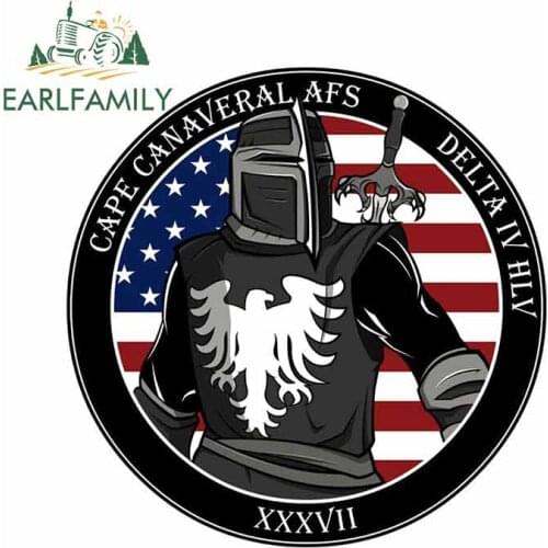 EARLFAMILY 13cm x 12.9cm for CAPE CANAVERAL AFS Car Stickers and Decals Car Accessories Fashion Occlusion Scratch Anime Decor