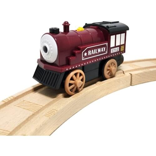 Electric red Car Compatible Toy Car Rail Tracks Kids Rail Car Toys Various Wooden Train PE