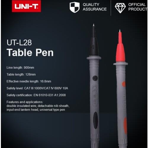 UNI-T UT-L28 Universal Multimeter Test Leads Probe double insulated wire removable tip shield sleeve lantern type input terminal