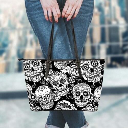 FORUDESIGNS Sugar Skull Fashion Women Tote Shoulder Bags Woman Handbag Casual Pu Leather Female Crossbody Large Bags Woman 2020
