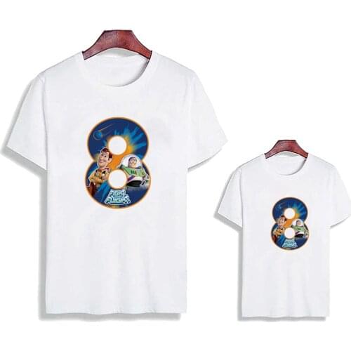 Numbers Printed Family Matching T Shirts Summer New Fashion Mommy And Me Daddy And Me Clothes Short Sleeve Cartoon Tops