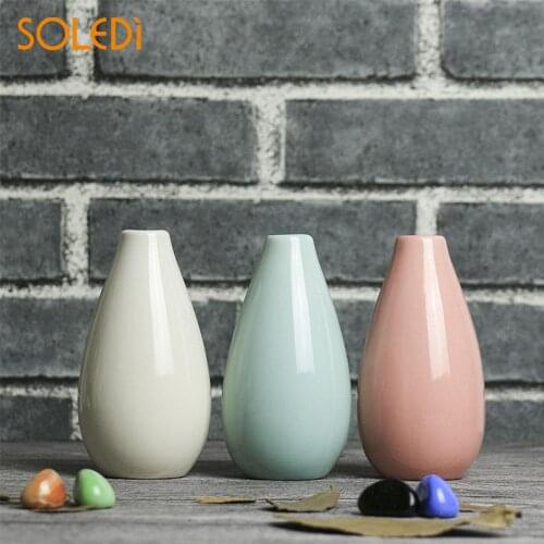 Nordic Home Decor Smooth Ceramic Pottery Flower Vases Mini Vase for Decoration Wedding Home Office Ornaments Desktop Crafts