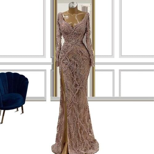 Brown Long Sleeves платья на выпускной 2021 elegant dress women for wedding party vestidos de promoción vestidos de graduación