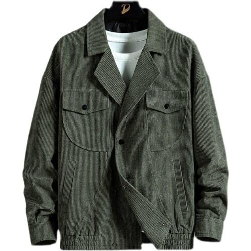 Men Jackets Corduroy Autumn Spring Coats Solid Male Outdoor Outwears Vintage Casual Slim Fit Jacket Fashion Men Clothing