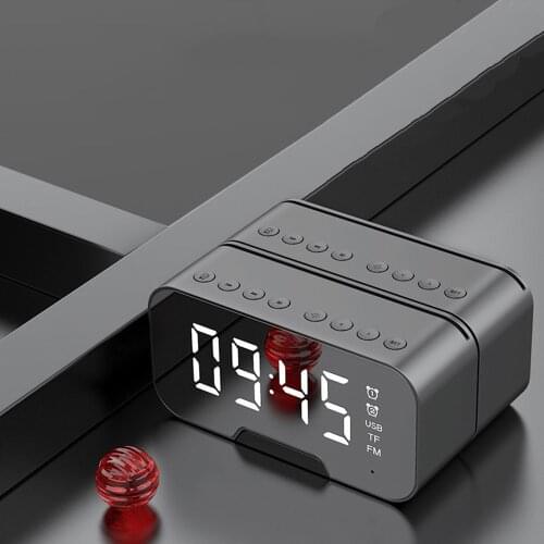 Multifunction Mirror Alarm Clock Bluetooth Speaker Music Player FM Radio LED LED Electronic Digital Table Dual Alarm Mode Clock