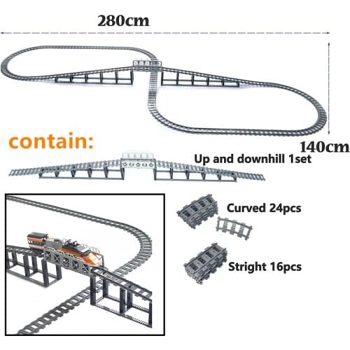 City Trains Track Rail Bricks Model straight curved soft Flexible Switch Uphill Tracks Railway Creator Building Blocks kids Toys