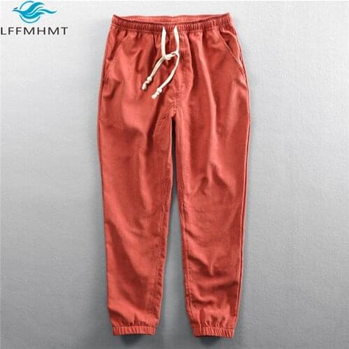 Japanese Harajuku Men Autumn Top Quality Fashion Suede Pant Elastic Waist Solid Color Simple Basic Loose 5Xl Casual Trouser Male