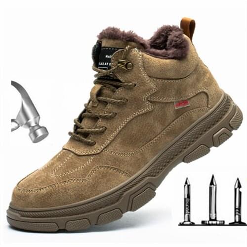 Mens Safety Shoes Winter Boots Warm High Work Shoes Anti-smashing Anti-piercing Steel Toe Wear-resistant Indestructible Shoes