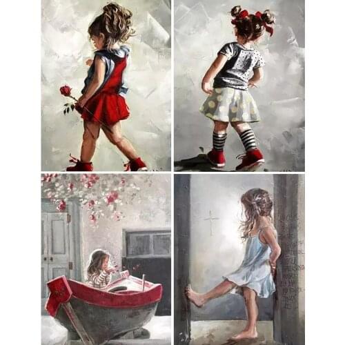 5D DIY Diamond Painting Portrait Child Cross Stitch Kit Full Drill Embroidery Kid Mosaic Art Picture of Rhinestones Crafts Decor