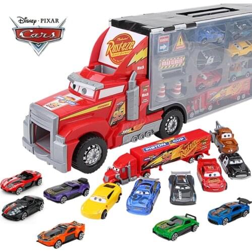 14Pcs/set Disney Pixar Cars 3 Mack Uncle Truck Toy Car Set Lightning McQueen Jackson Storm 1:55 Diecast Car Model Toy Kids Gift