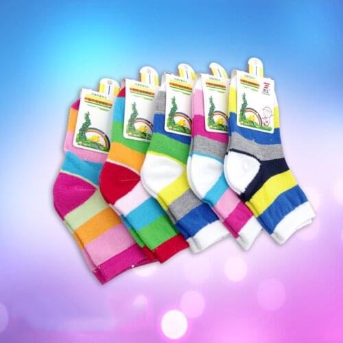 Girls Socks Spring & Autumn Rainbow Stripes Cotton Good Quality Children Socks 1-6 Year Kids Socks For Girls 5 Pairs / Lot