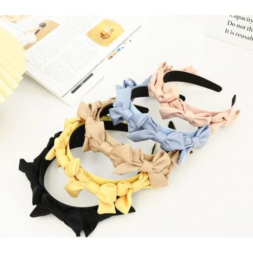 2021 New Solid Color Multiple Bowknot Gentle Ladies Hair Bands Cute Girl Hair Accessories