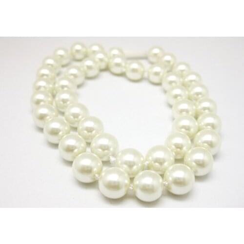 Wholesale price shell white simulated-pearl round beads hot sale women rope chain necklace women jewelry making 17inch F316PE