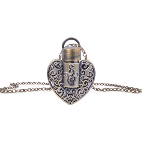 MUB - Heart Shaped Pendant Perfume Bottle For Ladies Ancient Style Alloy Perfume Bottles Necklace With Box