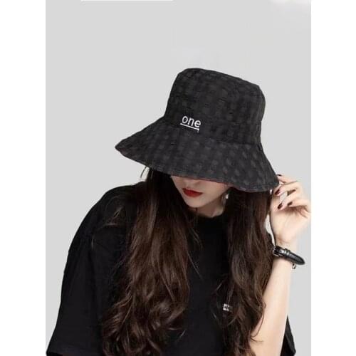 2021 Double-sided Solid Summer Bucket Hat For Women Letter Embroidery Outdoor Fisherman Hat Casual Panama Cap Hip-Hop bob Caps