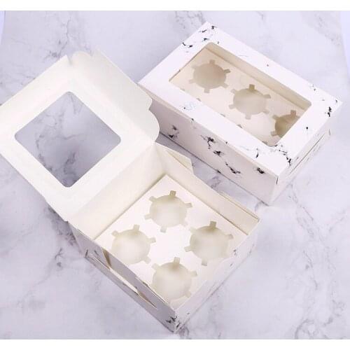 50Pcs Marble Pattern Transparent Window Baking Box Round Cup Cake Box West Point Muffin Packing Wedding Candy Gift Cookies Bogs
