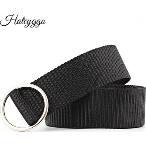 HATCYGGO Belt Female Canvas Belt Women Waist Belts Circular Buckle Waistband Unisex Casual Canvas Belts Jeans Belts For Women