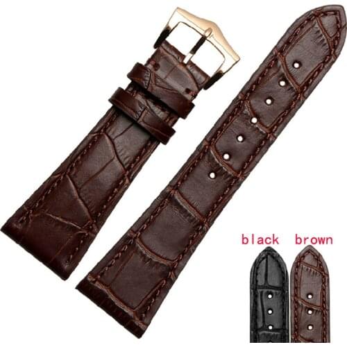 NEW 25mm for PP Watchbands,TOP Grade Watch Straps,Crocodile Grain Geniune Leather Wristband,Butterfly Deployment Buckle