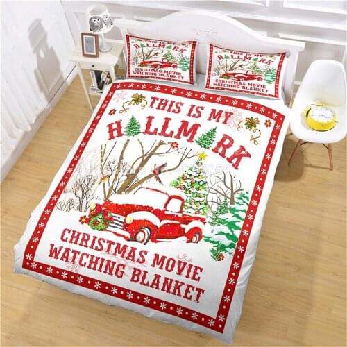 Christmas Santa Claus Duvet Cover Set Bedding Set Twin Queen King Double Quilt Cover Bedclothes Small Bell for Child Kid Adult