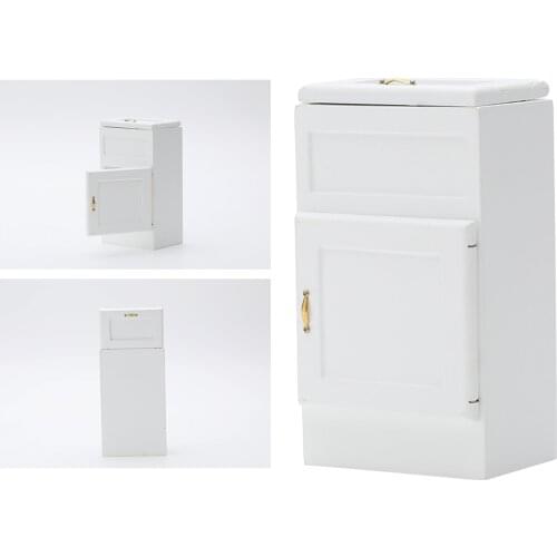Crafted 1:12 Doll House Refrigerator Wooden Furniture Accessory Decor White