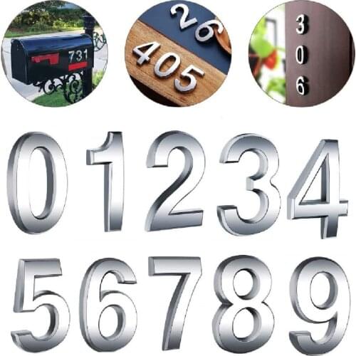 Self Adhesive Silver Number Stickers 0 to 9 Digit for DIY Cabinet Mailbox Hotel Apartment Address Modern House Number Door Plate