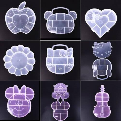 Grid PVC Transparent Plastic Storage Box Nail Decoration Jewelry Small Parts Organizer Nail Art Collector Multi-size