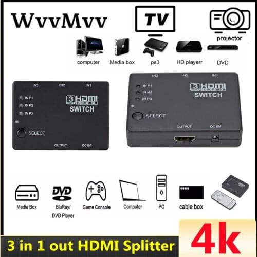 4K Switcher Splitter 1080P 4K*2K HDMI-compatible Switch Box 3 In 1 Out Ultra HD Adapter for DVD HDTV Xiaomi Mi for Xbox PS3 PS4