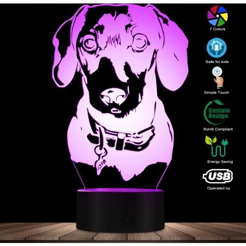 Dachshund Portrait Lighting 3D Optical illusion Light USB Modern Night Lamp Dog Animal Glowing LED Light Home Decor Desk Lamp