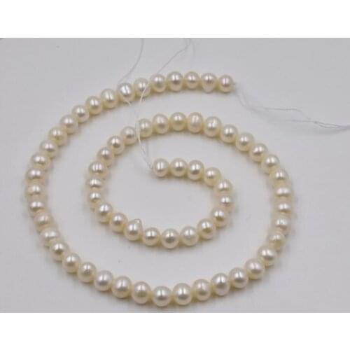 Loose Pearl Jewellery,AA 6-7MM White Near Round Real Freshwater Pearl Jewellery,One Full Strand On Sale,New Free Shipping