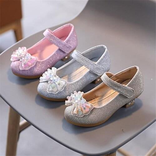 Girls shoes Disney 2021 new high with little girl princess show single crystal shoes dress catwalk shows children shoes