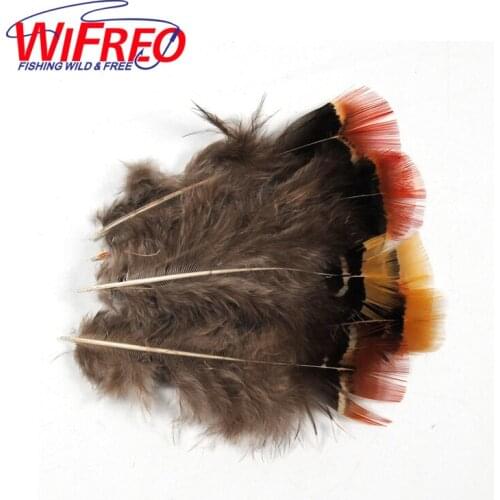 Wifreo 20pcs Picked Red Yellow Tip Mix Feather for Fly Tying Throax Tail Wing Feathers Streamer Material