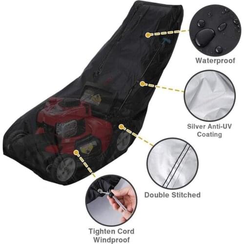 210D Hand Push Lawn Mower Cover Waterproof Dust Rain Proof Outdoor Garden Sunscreen Cover Weeder Mower Protective Cover Tractor