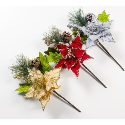 1 Pcs Artificial Flowers Pine Needle Christmas Tree Ornement Decor Pine Cone Accessories Christmas Decoration for Home Navidad