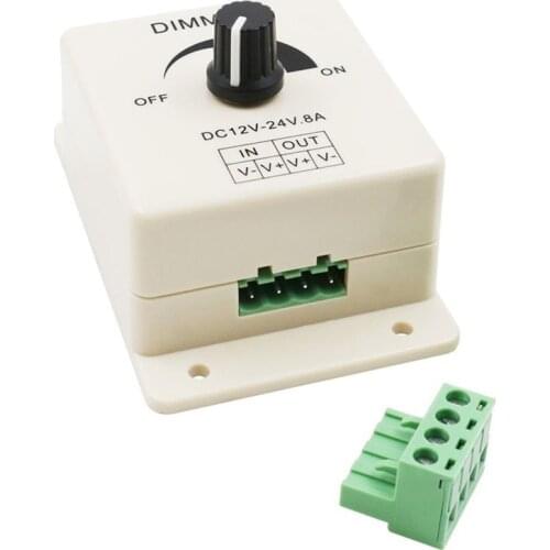 3pcs/lot LED Dimmer Switch 12-24V 8A Adjustable Brightness Lamp Strip Driver Single Color Light Power Supply Controller