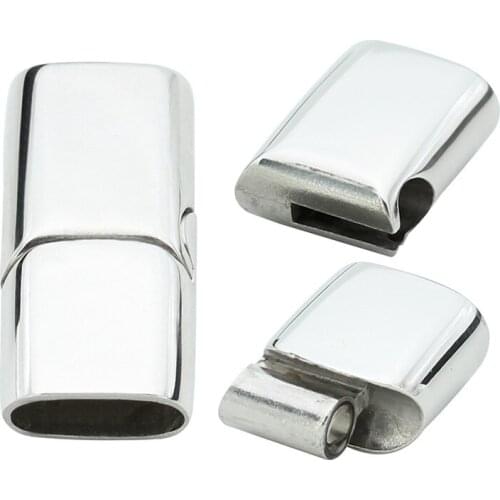 1PC Silver Color Stainless Steel 12*6 MM Bracelet Clasps Jewelry Findings fit Leather Cord Rope Women Men Bracelets Making