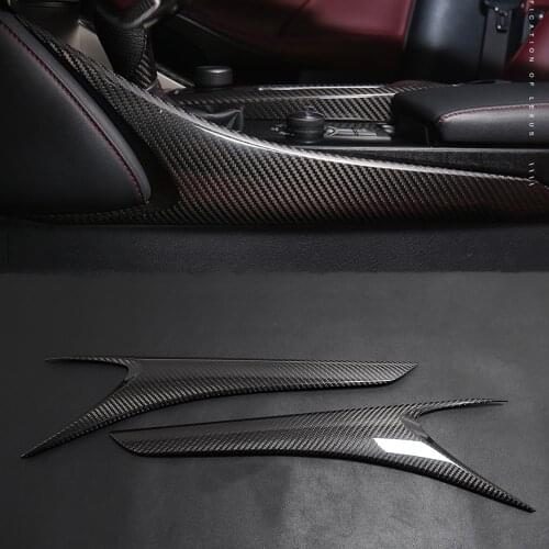 2pcs Real Dry Carbon Fiber Car Gear Shift Side Center Console Trim Panel Cover For Lexus IS 250 IS 300 IS 350 IS 250 F Sport