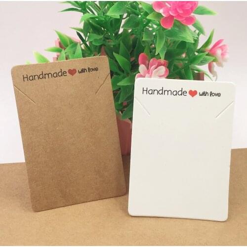 200pcs 7*5cm Paper Handmade with love necklace cards Kraft Cardboard Jewelry Displays Cards Love small pendant packing cards