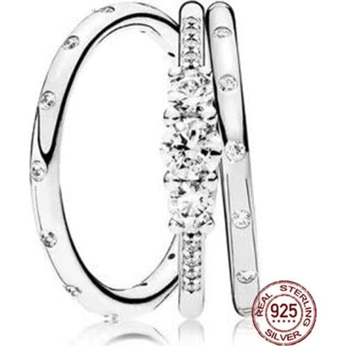 2018 NEW 100% 925 Sterling Silver Ring Simple Love Stacked Ring Wedding Ring For Fashion Women DIY Gift Jewelry