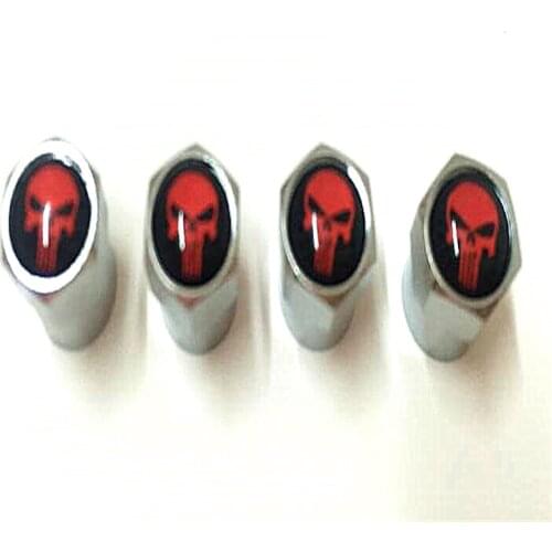 4pcs/lot Car Style Red Skull Logo Tire Valve Cap Truck Motorcycle Bike Wheel Tire Valve Stem Caps For Cars Accessories