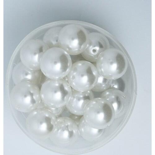 50Pcs White Color Acrylic Plastic Beads Pearl 16mm Imitation Round Beads Crafts Jewelry decorative accessories