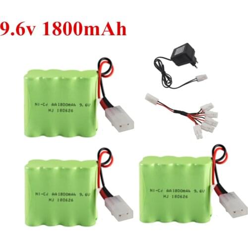 9.6V 1800mah AA Rechargeable Battery for RC toys car ship robot Battery with charger 5in1 cable set high quality 9.6 v 1800 mah