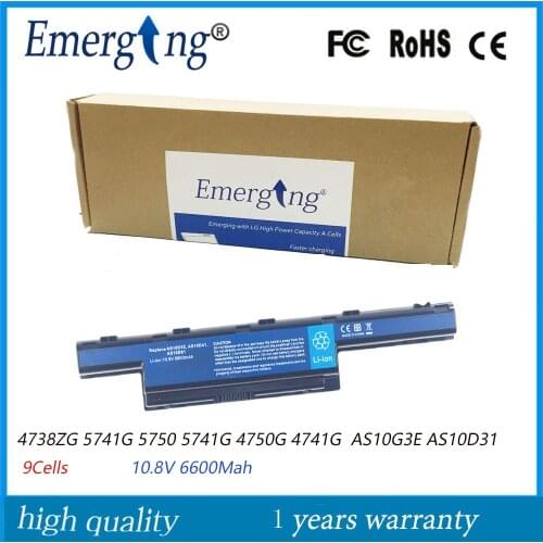 9cells New Laptop Battery for Acer 4738ZG 5741G 5750 5741G 4750G 4741G AS10G3E AS10D31 AS10D41 AS10D51 AS10D61