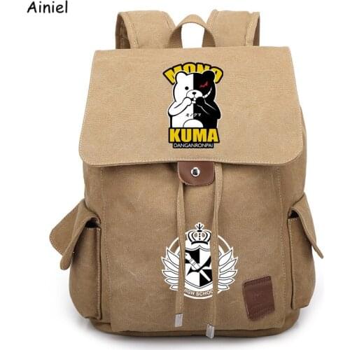 Anime Black White Bear Backpack Danganronpa Cosplay Monokuma Backpack Canvas Knapsack Large Capacity Lace Rucksack Bags Travel