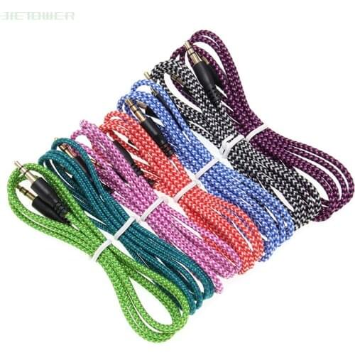 Nylon Braid Jack Audio Cable 3.5 mm to 3.5mm Car AUX Cable 1M Headphone Extension Code for Phone Car Headset Speaker 300pcs/lot
