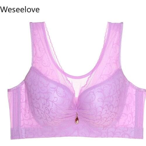 Weseelove New Summer Plus Size Bra Lace Soutien Gorge Bralette Lingerie Comfortable and Adjustable Bra Push Up Female Bra E82-4