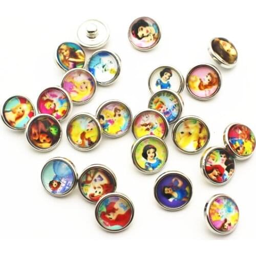Hot selling 20pcs/lot Snow White 12mm Glass Snap Buttons Fit DIY Snap Bracelet Snap Button Charms Jewelry